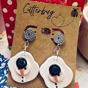 Cutterbug melting Snowman dangle Earrings!